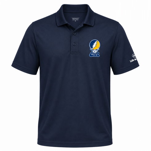 Cal Stealie Premium Unisex Polo — Design: Cal — Navy