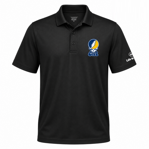 Cal Stealie Premium Unisex Polo — Design: Cal — Black