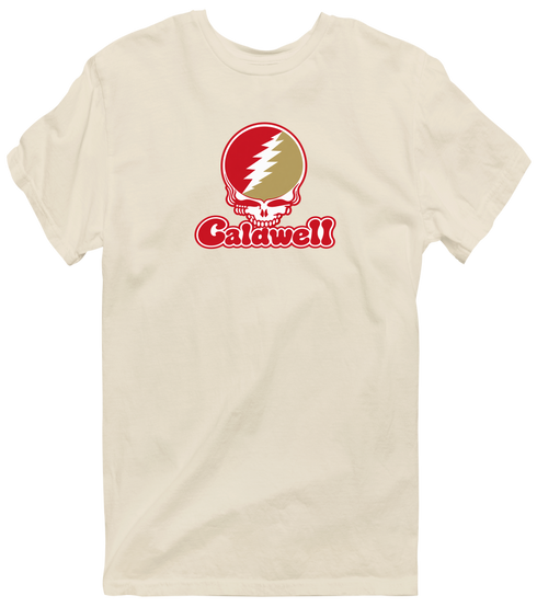 Caldwell Stealie Premium Unisex T-Shirt — Design: Caldwell University — Sand