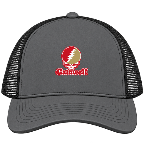 Caldwell Stealie Premium Unisex Trucker Cap — Design: Caldwell University — Charcoal/Black