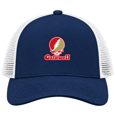 Caldwell Stealie Premium Unisex Trucker Cap — Design: Caldwell University — Navy/White