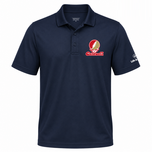 Caldwell Stealie Premium Unisex Polo — Design: Caldwell University — Navy