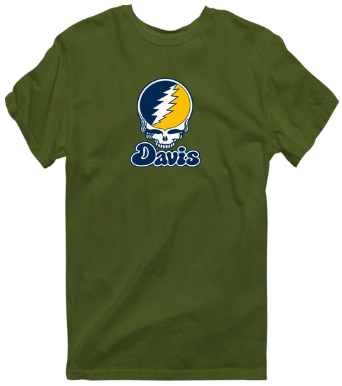 Davis Stealie Premium Unisex T-Shirt — Design: California Davis University of — Military Green