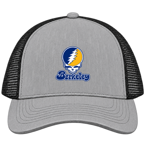 California Stealie Premium Unisex Trucker Cap — Design: California Irvine University of — Heather Grey/Black