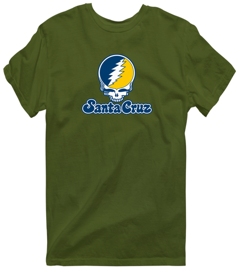Santa Cruz Stealie Premium Unisex T-Shirt — Design: California Santa Cruz University of — Military Green