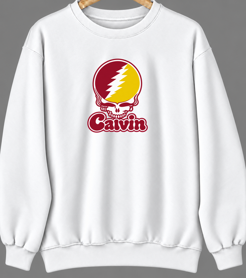 Calvin Stealie Premium Unisex Crewneck — Design: Calvin College — White