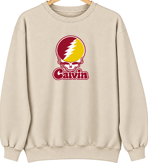 Calvin Stealie Premium Unisex Crewneck — Design: Calvin College — Sand