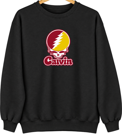 Calvin Stealie Premium Unisex Crewneck — Design: Calvin College — Black