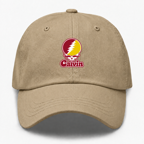 Calvin Stealie Premium Unisex Dad Hat — Design: Calvin College — Khaki