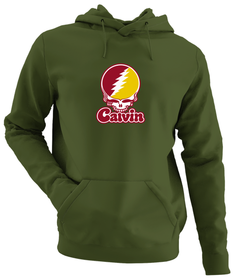 Calvin Stealie Premium Unisex Hoodie — Design: Calvin College — Military Green
