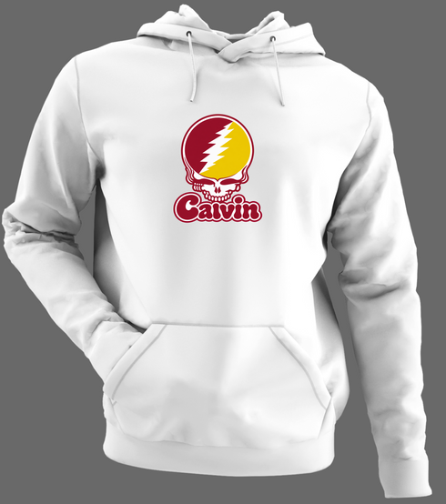 Calvin Stealie Premium Unisex Hoodie — Design: Calvin College — White/Grey