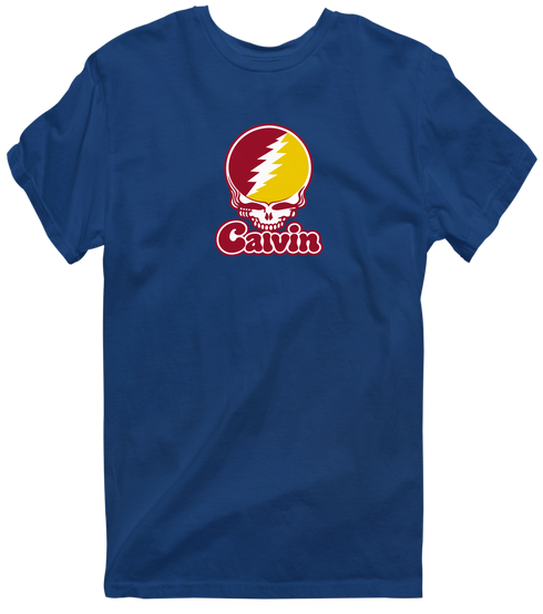Calvin Stealie Premium Unisex T-Shirt — Design: Calvin College — Navy