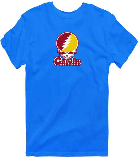 Calvin Stealie Premium Unisex T-Shirt — Design: Calvin College — Royal