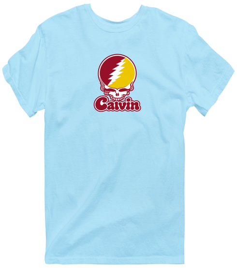 Calvin Stealie Premium Unisex T-Shirt — Design: Calvin College — Light Blue