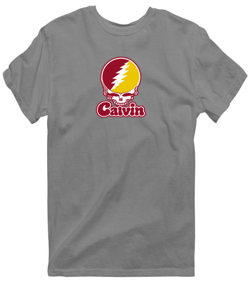 Calvin Stealie Premium Unisex T-Shirt — Design: Calvin College — Dark Heather