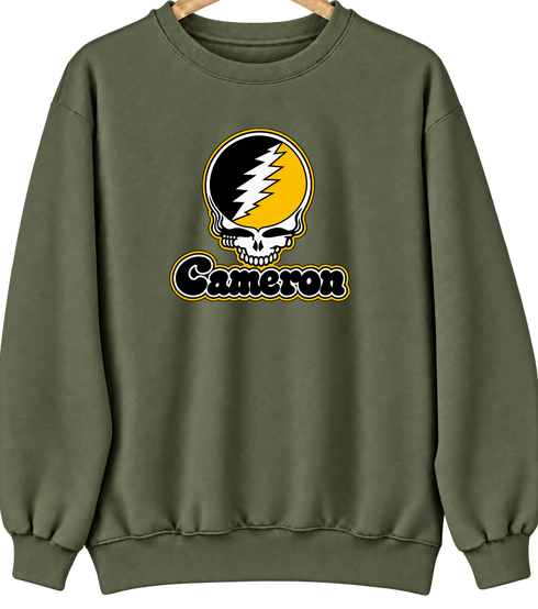 Cameron Stealie Premium Unisex Crewneck — Design: Cameron University — Military Green
