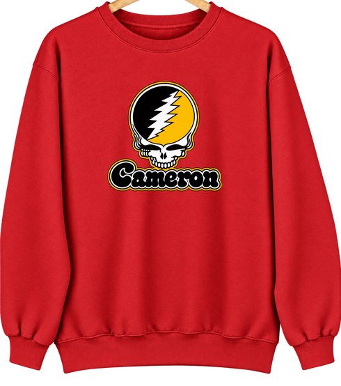 Cameron Stealie Premium Unisex Crewneck — Design: Cameron University — Red