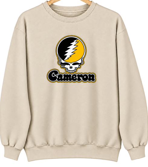 Cameron Stealie Premium Unisex Crewneck — Design: Cameron University — Sand