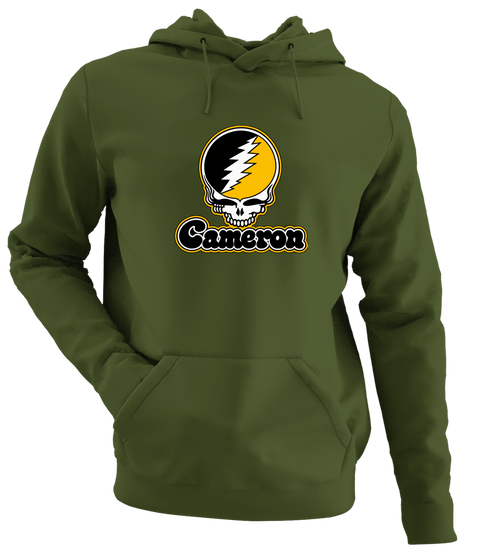 Cameron Stealie Premium Unisex Hoodie — Design: Cameron University — Military Green