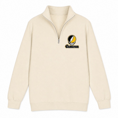 Cameron Stealie Premium Unisex Quarter-Zip — Design: Cameron University — Sand