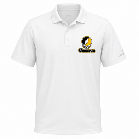 Cameron Stealie Premium Unisex Polo — Design: Cameron University — White