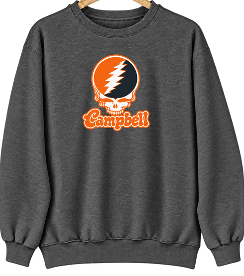 Campbell Stealie Premium Unisex Crewneck — Design: Campbell University — Dark Heather