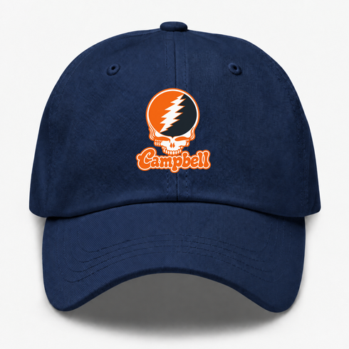 Campbell Stealie Premium Unisex Dad Hat — Design: Campbell University — Navy