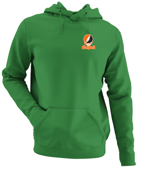 Campbell Stealie Premium Unisex Hoodie — Design: Campbell University — Irish Green