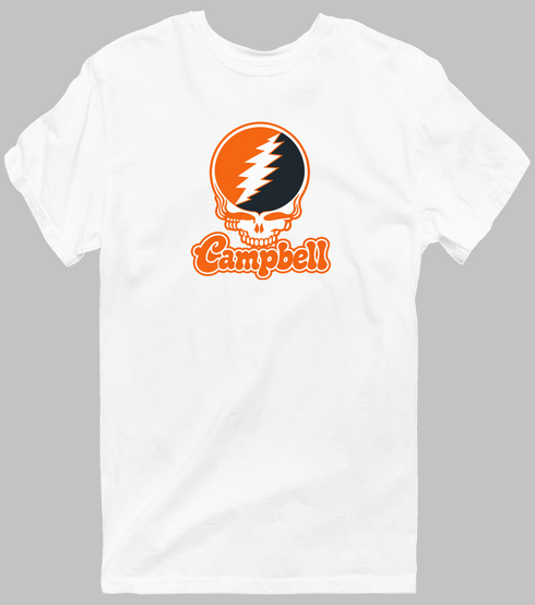 Campbell Stealie Premium Unisex T-Shirt — Design: Campbell University — White