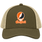 Campbell Stealie Premium Unisex Trucker Cap — Design: Campbell University — Moss/Khaki