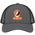 Campbell Stealie Premium Unisex Trucker Cap — Design: Campbell University — Charcoal/Black