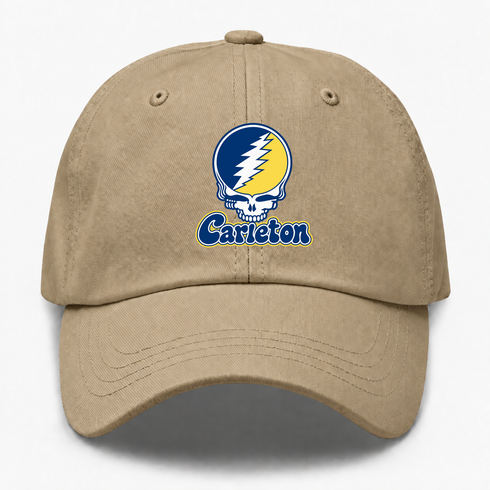 Carelton Stealie Premium Unisex Dad Hat — Design: Carleton (college/university unclear) — Khaki