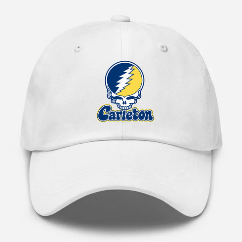 Carelton Stealie Premium Unisex Dad Hat — Design: Carleton (college/university unclear) — White