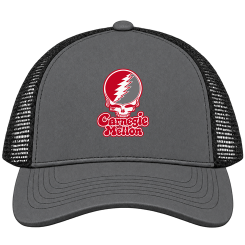 Carnegie Stealie Premium Unisex Trucker Cap — Design: Carnegie Mellon University — Charcoal/Black