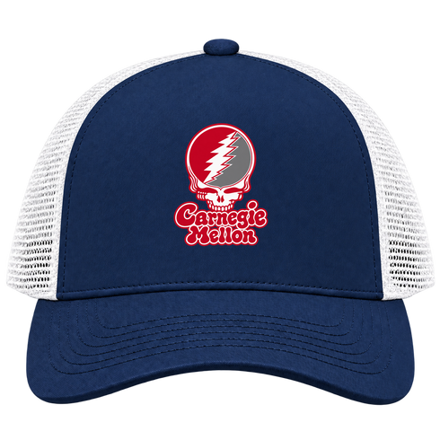 Carnegie Stealie Premium Unisex Trucker Cap — Design: Carnegie Mellon University — Navy/White