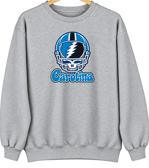 Carolina Helmet Stealie Premium Unisex Crewneck — Carolina Panthers — Sport Grey