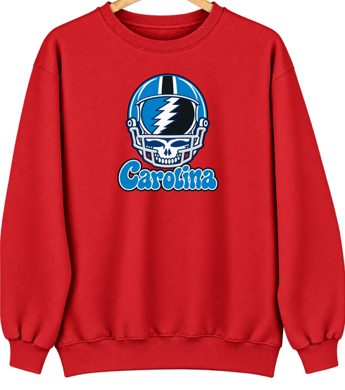 Carolina Helmet Stealie Premium Unisex Crewneck — Carolina Panthers — Red