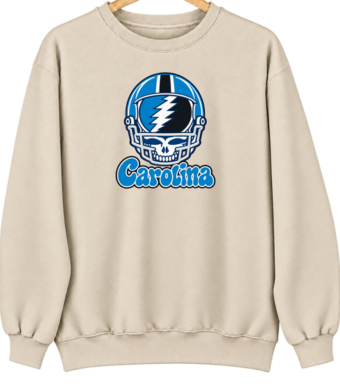 Carolina Helmet Stealie Premium Unisex Crewneck — Carolina Panthers — Sand