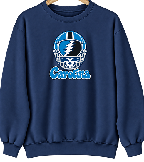 Carolina Helmet Stealie Premium Unisex Crewneck — Carolina Panthers — Navy