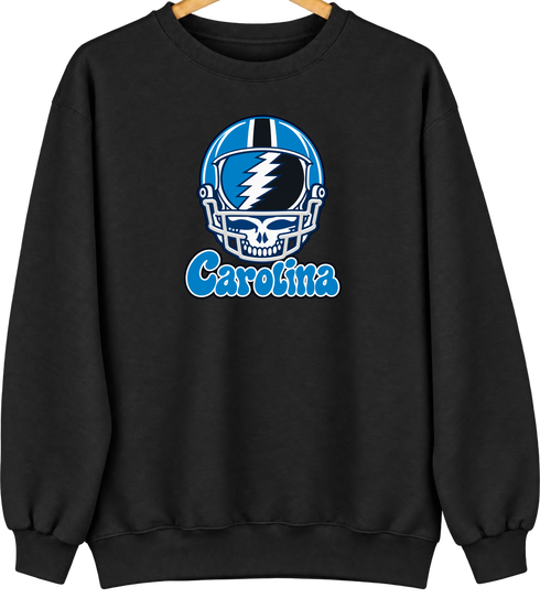 Carolina Helmet Stealie Premium Unisex Crewneck — Carolina Panthers — Black