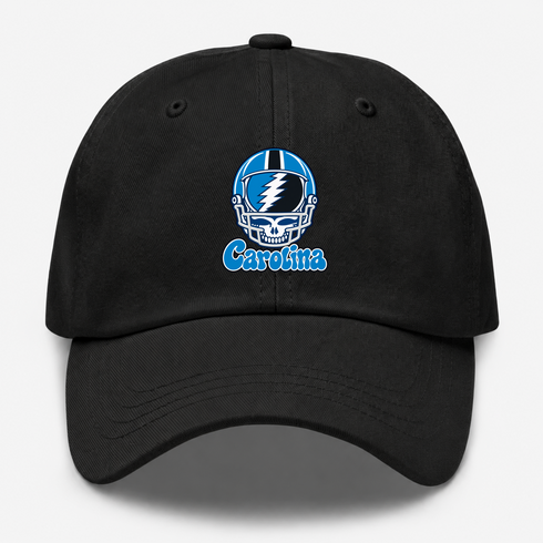 Carolina Helmet Stealie Premium Unisex Dad Hat — Carolina Panthers — Black