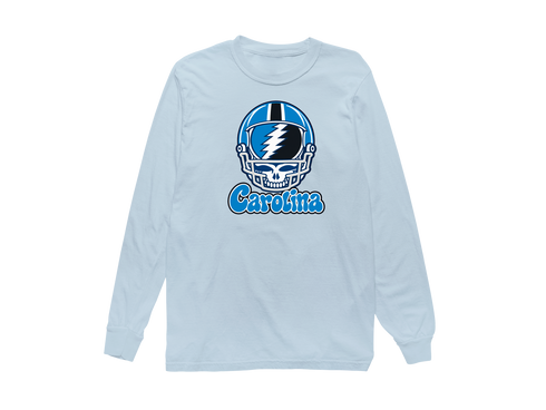 Carolina Helmet Stealie Premium Unisex Long-Sleeve — Carolina Panthers — Chambray