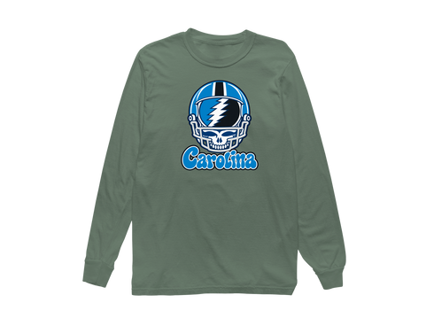Carolina Helmet Stealie Premium Unisex Long-Sleeve — Carolina Panthers — Light Green