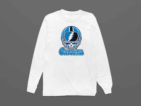 Carolina Helmet Stealie Premium Unisex Long-Sleeve — Carolina Panthers — White
