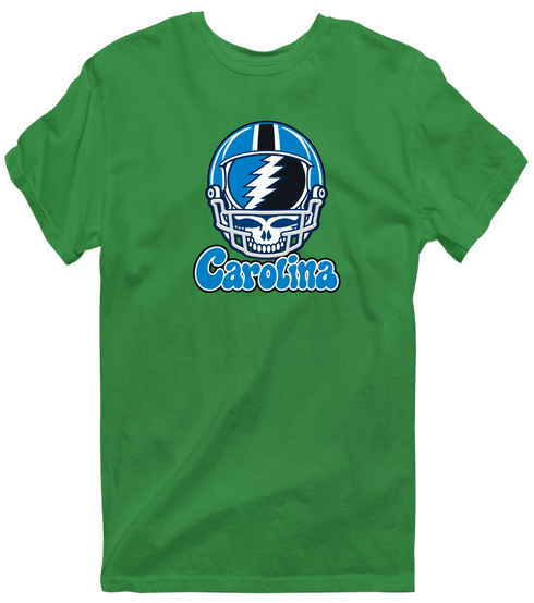 Carolina Helmet Stealie Premium Unisex T-Shirt — Carolina Panthers — Irish Green