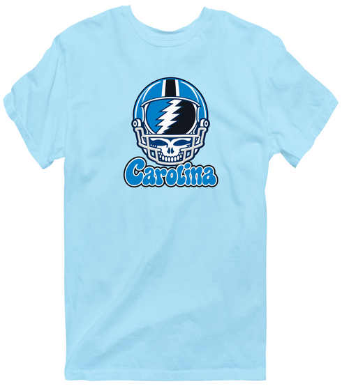 Carolina Helmet Stealie Premium Unisex T-Shirt — Carolina Panthers — Light Blue