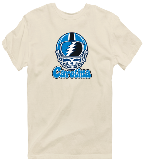 Carolina Helmet Stealie Premium Unisex T-Shirt — Carolina Panthers — Sand