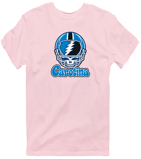 Carolina Helmet Stealie Premium Unisex T-Shirt — Carolina Panthers — Light Pink