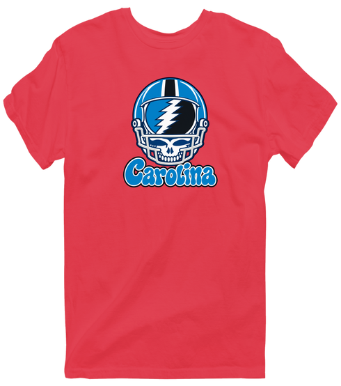 Carolina Helmet Stealie Premium Unisex T-Shirt — Carolina Panthers — Heather Red