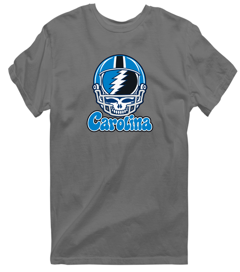Carolina Helmet Stealie Premium Unisex T-Shirt — Carolina Panthers — Charcoal